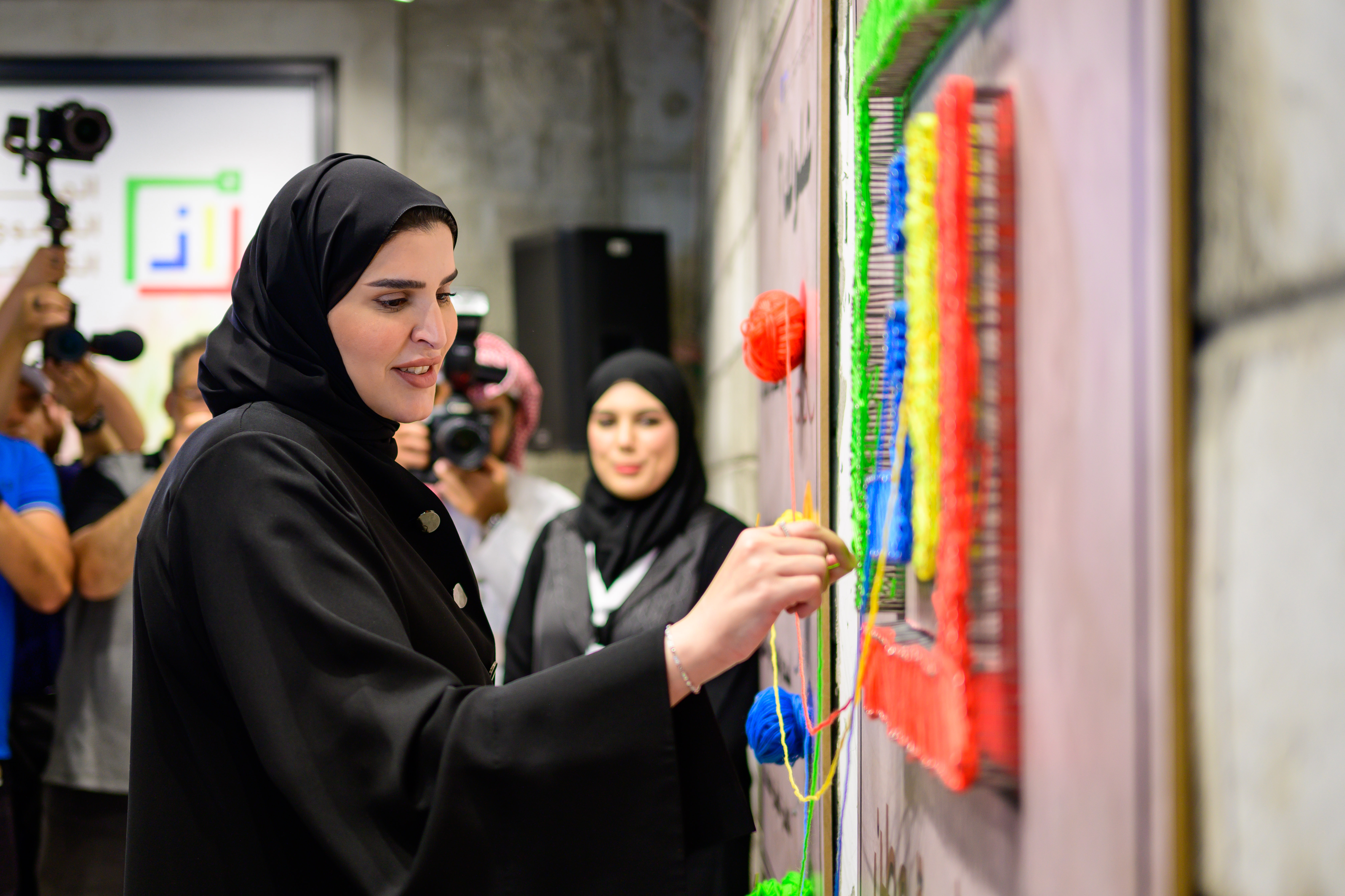 HE Minister of Social Development and Family Maryam bint Ali bin Nasser Al Misned, inaugurated today the first artistic awareness exhibition to promote family cohesion titled Al Malath